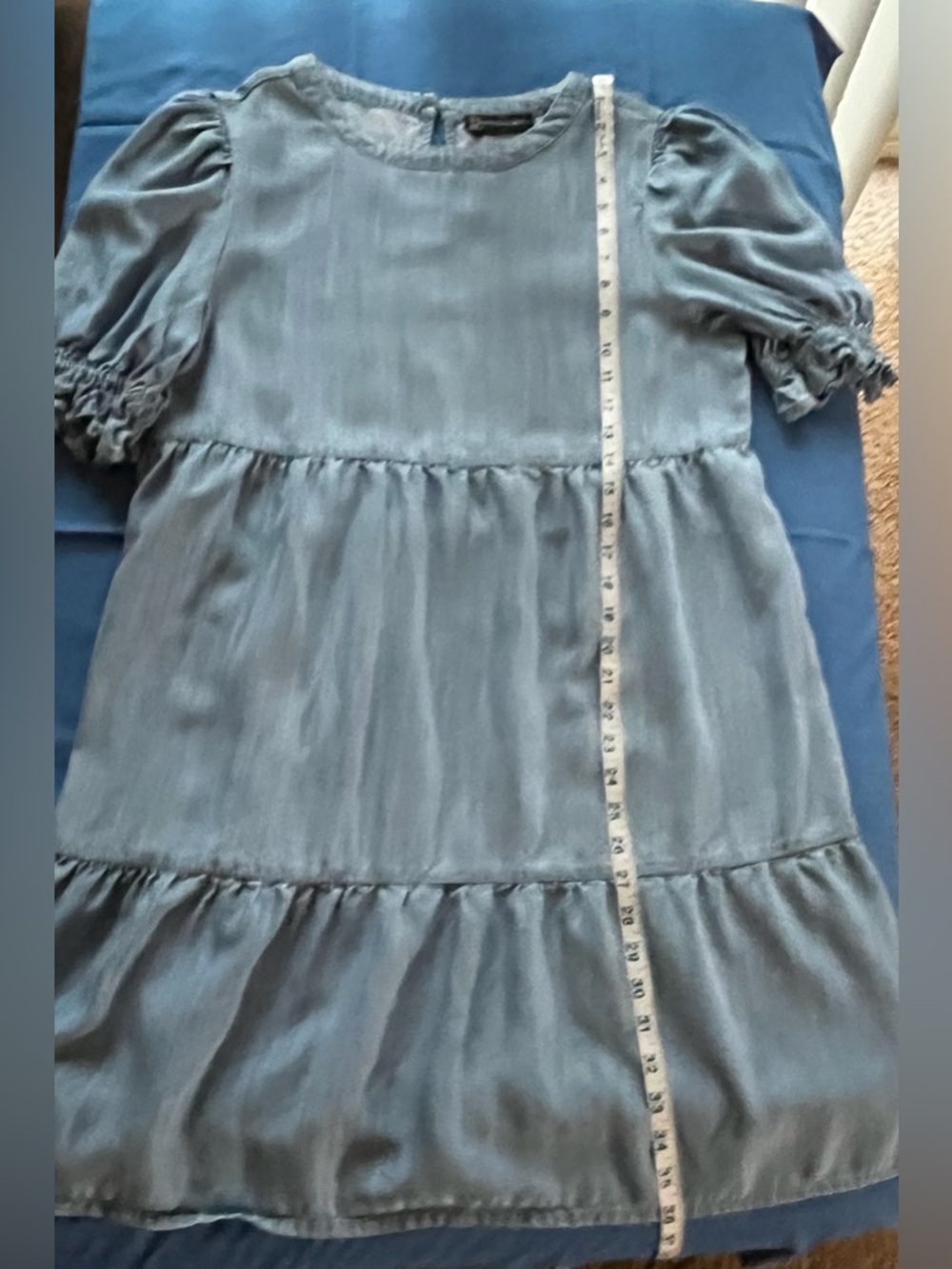 New York & Company Blue Chambray Tiered Midi Dress - Picture 7 of 7